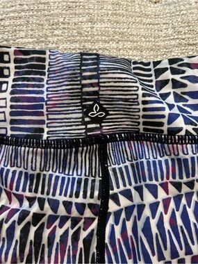 Prana Geometric Print Athletic Leggings in Navy, Black & Pink